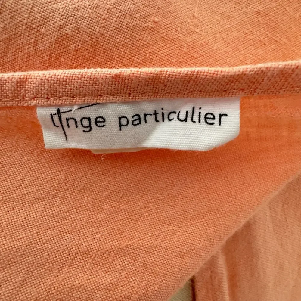 LINGE PARTICULIER The Original Washed Linen Japanese Smock Apron in Peach
